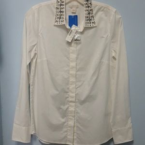 Long sleeve white collared J.Crew shirt